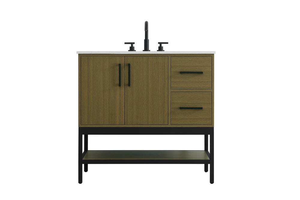 Vanity Cabinet 2Dr2Dw 36"x22"x34" Chestnut Brown