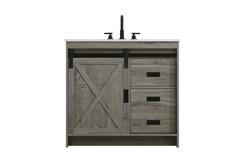 Vanity Cabinet 1Dr 2Dw 36''x34''x22'' Rustic Grey