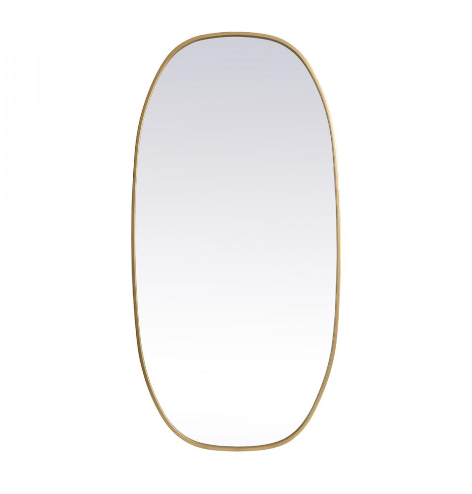 Metal Frame Oval Mirror 24x48 Inch in Brass