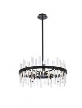 Elegant 2200D25BK - Serena 25 inch crystal round pendant in black