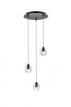Elegant 3505D12BK - Eren 3 lights Black pendant