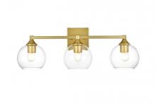 Elegant LD7308W25BRA - Foster 3 light Brass and Clear Bath Sconce