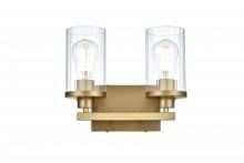 Elegant LD7316W12SG - Wall sconce W11.5"x E5.6" x H9.8"L2 Satin Gold frame with Clear glass