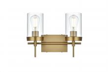 Elegant LD7319W14SG - Wall sconce W14.4"x E5.8" x H11.3"L2 Satin Gold frame with Clear glass