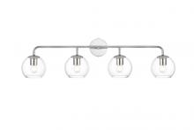 Elegant LD7321W37CH - Genesis 4 light Chrome and Clear Bath Sconce