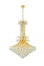 Elegant V8006G35G/RC - Toureg 16 light Gold Chandelier Clear Royal Cut Crystal