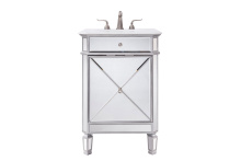 Elegant VF-1100-VW - 24 inch Single Bathroom mirrored vanity with ivory white engineered marble