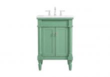 Elegant VF13024VM-VW - 24 inch Single Bathroom vanity in vintage mint with ivory white engineered marble