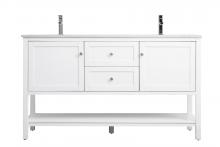 Elegant VF22260DWH - Vanity Cabinet 2dr 2dw W60"D21.5"H35" White