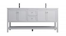 Elegant VF22272DGR - Vanity Cabinet 4dr 2dw W72"D21.5"H35" Grey