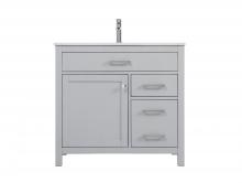 Elegant VF23336GR - Vanity Cabinet 1dr 2dw W36"xD22"xH34" Grey