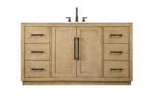 Elegant VF29060LO - Vanity Cabinet 2Dr 6Dw W60"xD21.5"xH34" Linen Oak