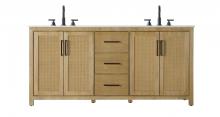 Elegant VF29572DLO - Vanity Cabinet 4Dr 3Dw 72x21.5x35 Linen Oak