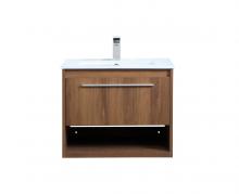 Elegant VF43024WB - 24 inch  Single Bathroom Floating Vanity in Walnut Brown