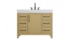 Elegant VF60642MHB - Vanity Cabinet 1DR 6DW 42"W x 22"D x 34"H Honey Brown