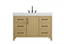 Elegant VF60648MHB - Vanity Cabinet 1DR 6DW 48"W x 22"D x 34"H Honey Brown