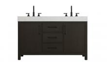 Elegant VF60654DMMB - Vanity Cabinet 2DR 3DW 54"W x 22"D x 34"H Mocha Brown