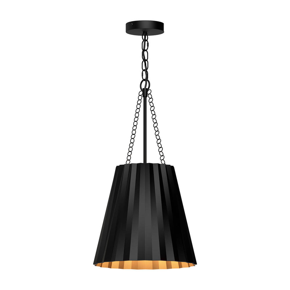 Plisse 12-in Matte Black 1 Light Pendant