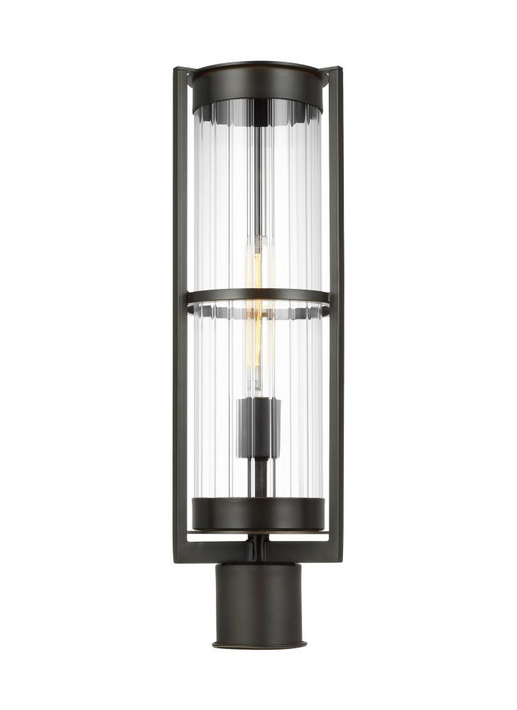 Alcona transitional 1-light LED outdoor exterior post lantern in antique bronze Finish