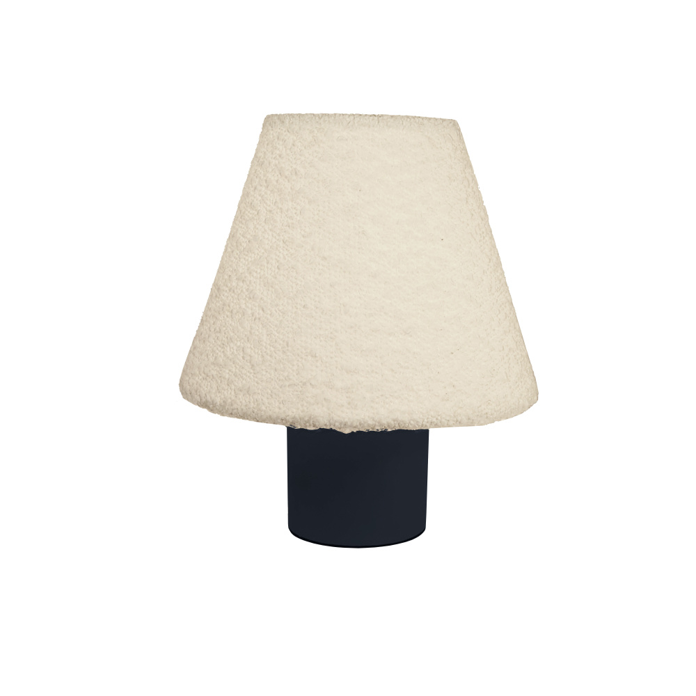 1 Light Incandescent Matte Black Table Lamp with White Boucle Fabric Shade