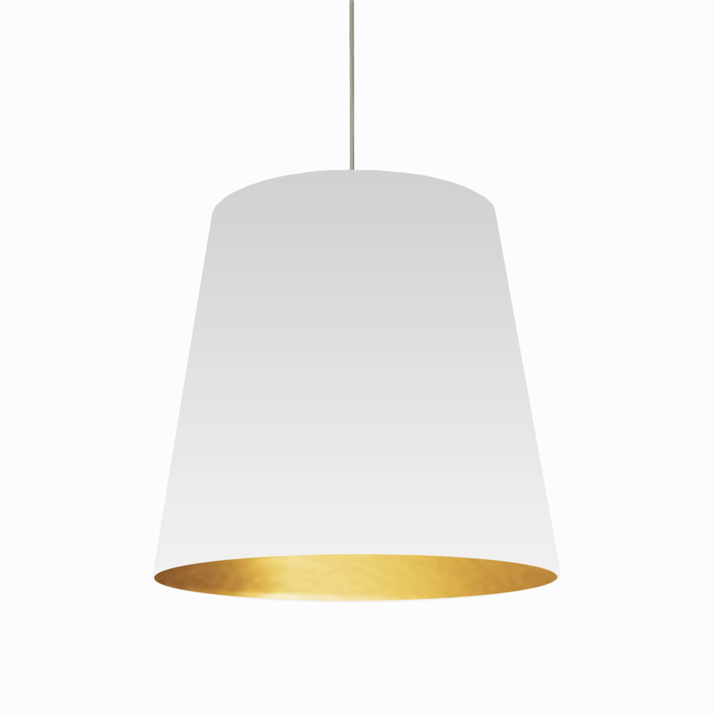 1LT Oversized Drum Pendant, Large - Wht/Gld