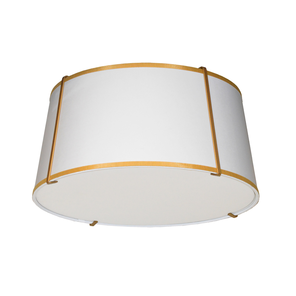 3LT Trapezoid Flush Mount, GLD with WH Shade