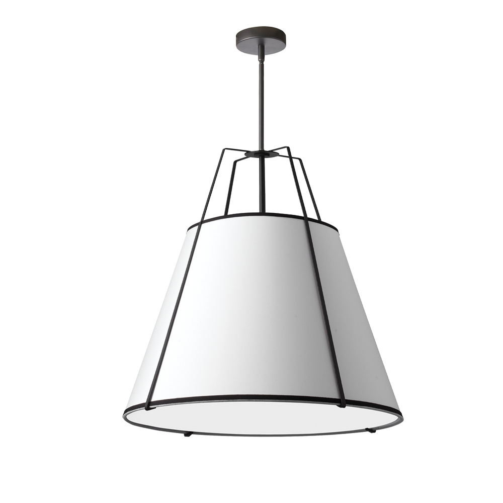 3LT Trapezoid Pendant BK/WH Shade w/790 Diff