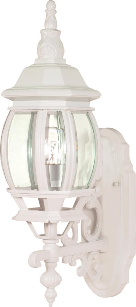 Central Park; 1 Light; 20 in.; Wall Lantern with Clear Beveled Glass; White Finish
