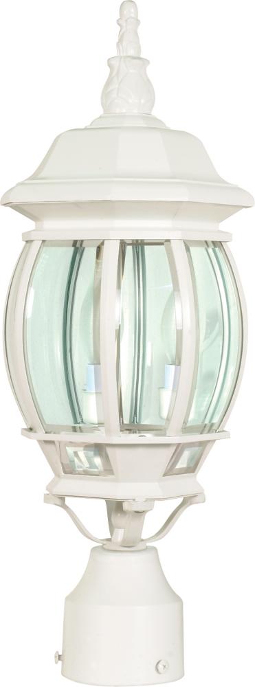 Central Park; 3 Light; 21 in.; Post Lantern with Clear Beveled Glass; White Finish