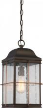Nuvo 60/5836 - Howell - 1 Light Hanging Lantern with Clear Seeded Glass - Bronze Finish with Copper accents