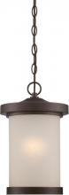 Nuvo 62/645 - Diego - LED Hanging Lantern with Satin Amber Glass - Mahogany Bronze Finish