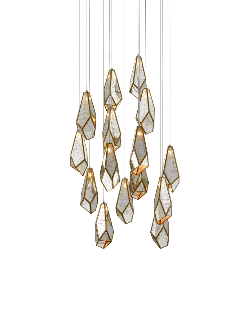 Glace Mirror 15-Light Round Multi-Drop Pendant